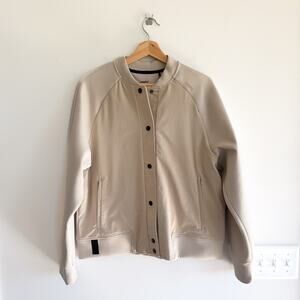 UNRL Jetset Snap Front Crew Neck Bomber Jacket Sand L NWT